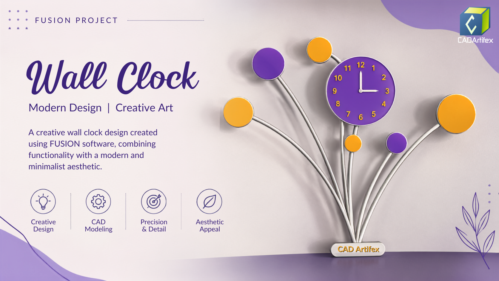 Wall Clock with Modern Design | Creative Art in Fusion 360 (Download the Resource file)